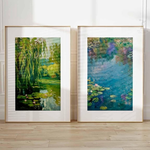 Monet Floral Impressionist Vintage Summer Wall Art Set Home Decor Office Wall Art Set 2