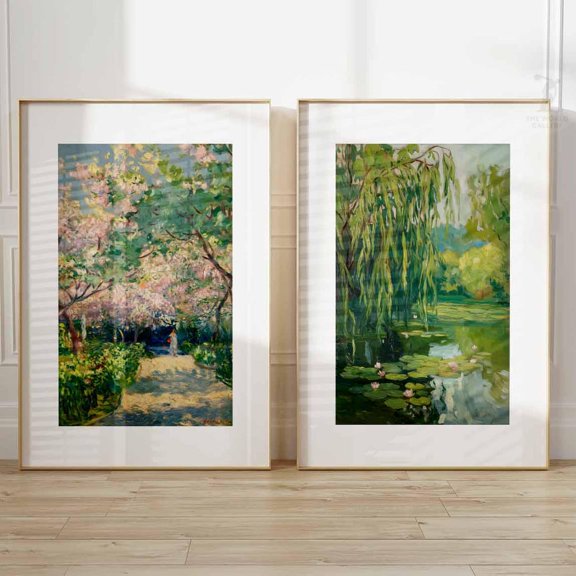 Monet Floral Impressionist Vintage Summer Wall Art Set Prints Set 2 Unframed Paper Print 8x12