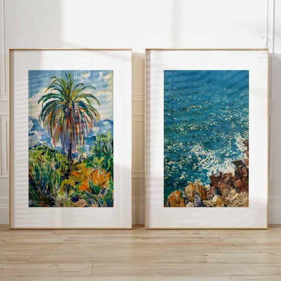 Monet Floral Impressionist Vintage Summer Wall Art Set Set 2 Stretched Canvas 16x24