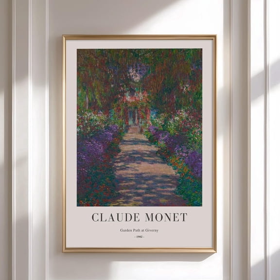Monet Garden Path at Giverny Landscape Wall Art,, Stretched Canvas 8x10in