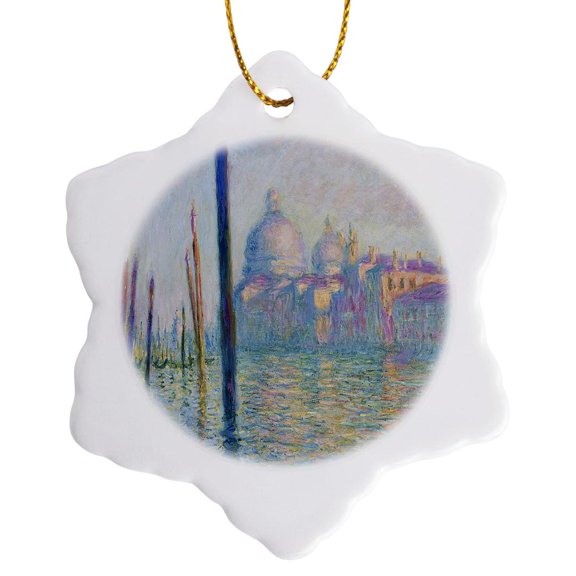 3drose, Monet - Grand Land Venice, 3 inch Snowflake Porcelain Ornament