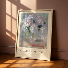 Monet Hydrangea Print - Impressionist Floral Wall Art, Style Flowers Antique, floral claude, Claude Monet Poster, Monet Painting, hydrangea impressionist, Spring Decor, Unfreamed Poster 24x36