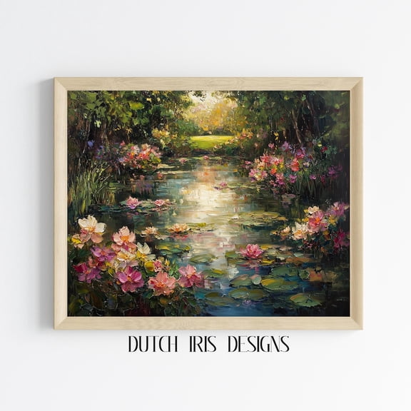 Monet-Inspired Water Lilies, Impressionist Pond, Rustic Cottagecore Decor, Vintage Floral Art, Wall Art Print 387 Home Decor #1418, Unframed Poster Size 8x12