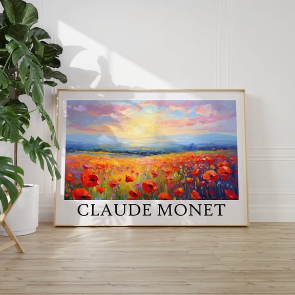 Monet Meadow Exhibition Art Claude Monet Landscape Decor, Stretched Canvas 16x20in