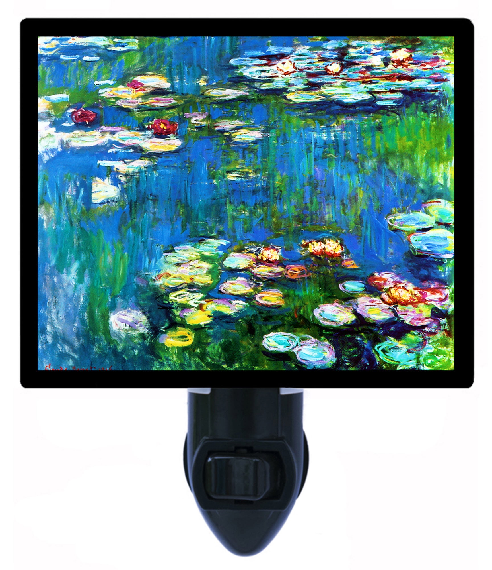 Night Light - Water Lilies. | Monet Theme, Includes Free Switchable Insert, 4W Bulb, E12 Base