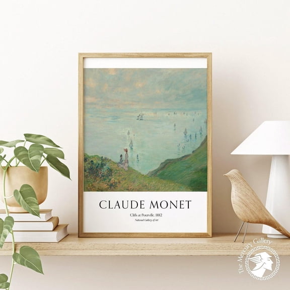 Monet Poster, Cliffs At Pourville 1882, Vintage Museum Wall Art For Living Room UNFRAMED Poster, 16x24