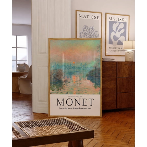 Monet Poster Spring Living Room Wall Art, Sun Setting At Lavacourt Monet Poster, Colorful Spring Museum Poster, Monet Art Poster UNFRAMED Poster, Wall Art for Decor, Present, 12x18