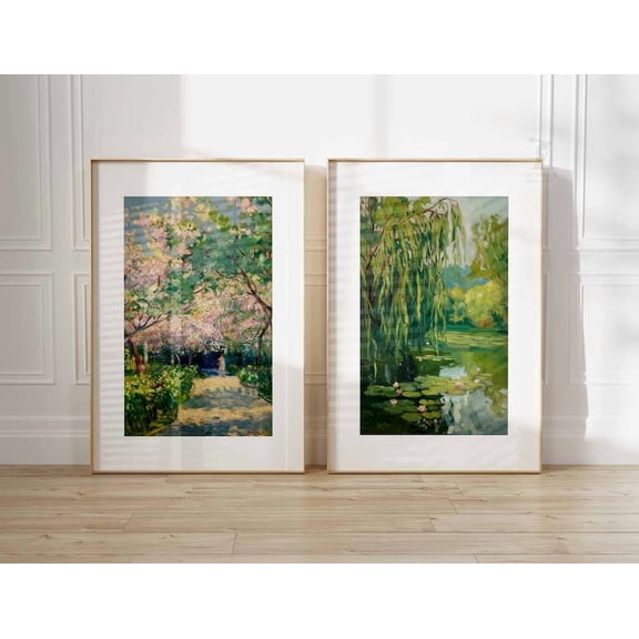Monet Giverny Garden Impressionist Floral Art Set 2 Unframed Paper Print 8x12