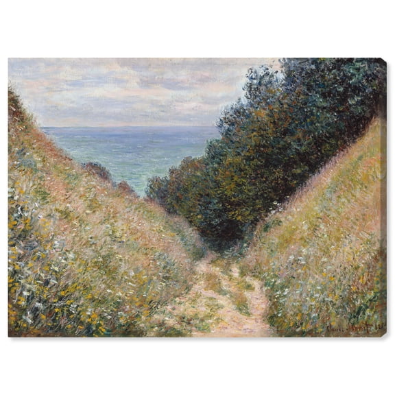 Monet-Road At La Cavee Pourville Classic Monet Art Prints Canvas Wall Art by Art Remedy, Gallery Wrapped, 36"x30"