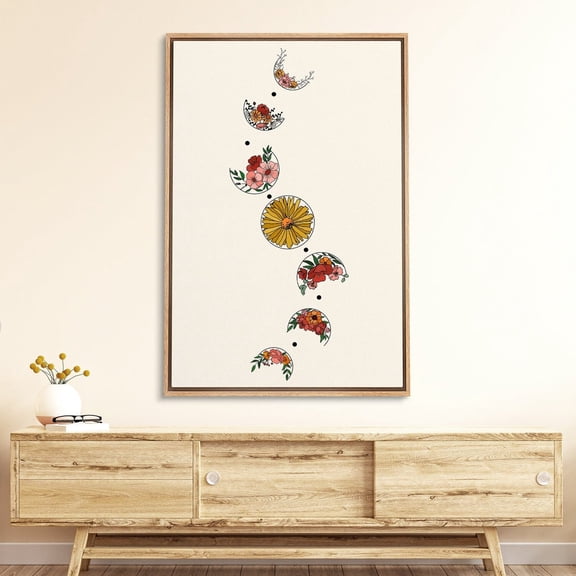 Botanical Moon Phases Minimalist Poster, Unframed Size 12x18