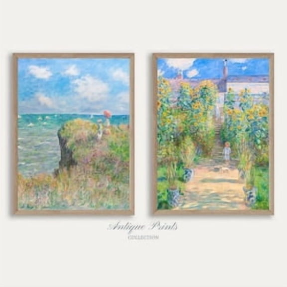 Monet Set of 2 Prints, Claude Monet Painting, Spring Monet Floral 2 Pieces Wall Art, Vintage Impressionism Summer Wall Art, Poster Only