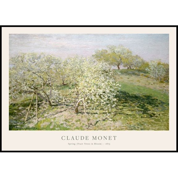 Monet - Spring (Fruit Trees In Bloom) Poster Wall Art, Modern Wall Decor For Living Room Bedroom, 12x18 UNFRAMED