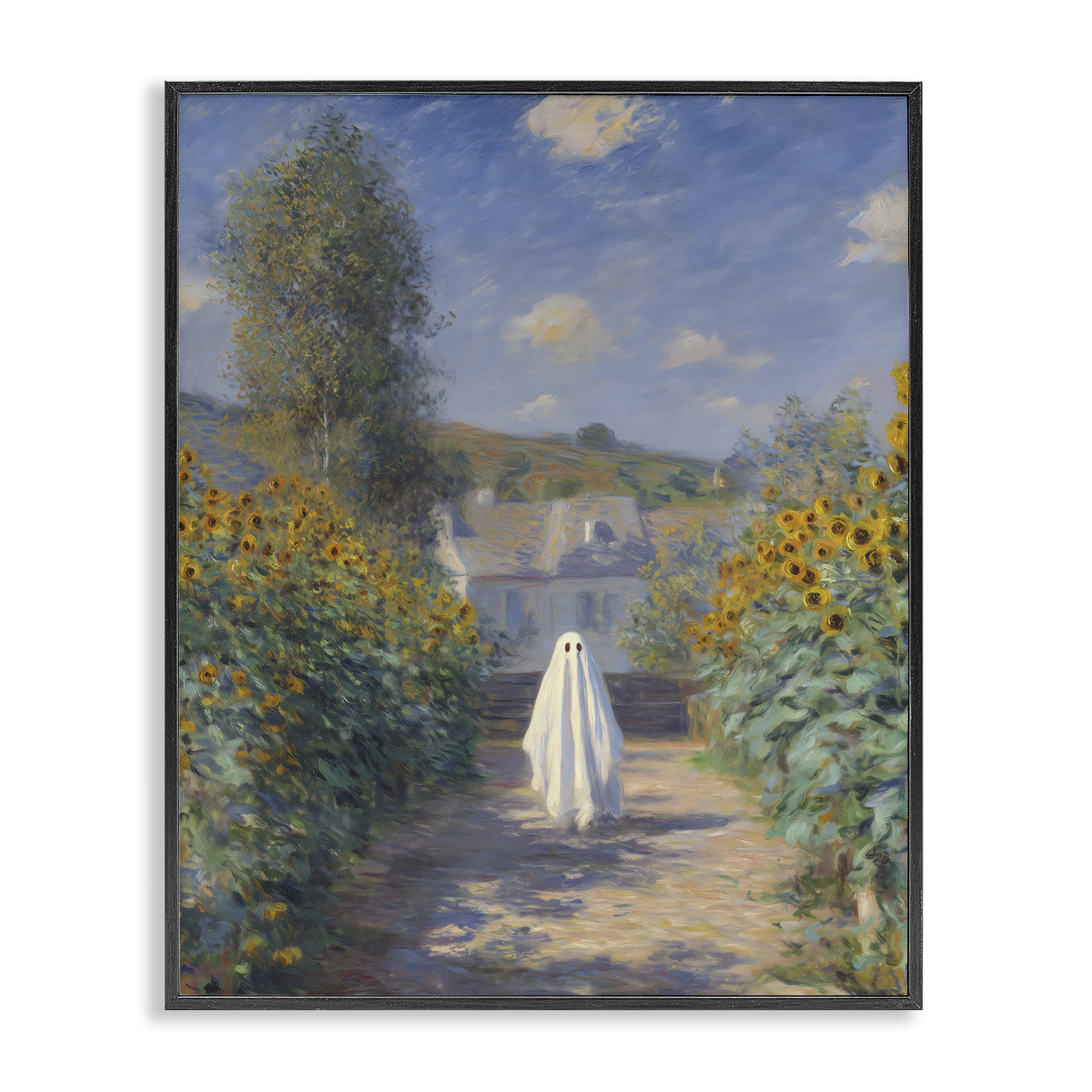 Monet Style Sunflower Ghost Black Framed Giclee Art, design by Arlington Prints