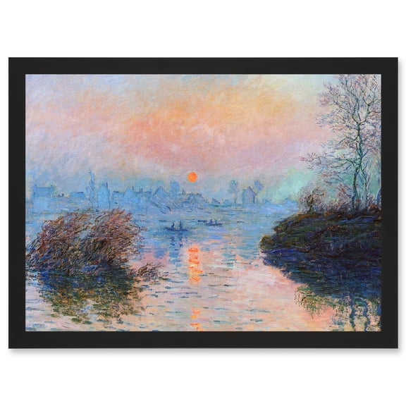 Monet Sunset Seine Lavacourt Winter Painting Artwork Framed Wall Art Print A4
