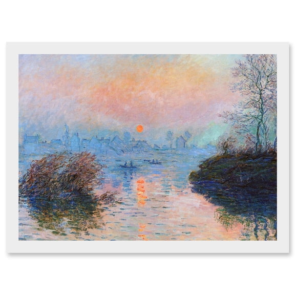 Monet Sunset Seine Lavacourt Winter Painting Artwork Framed Wall Art Print A4