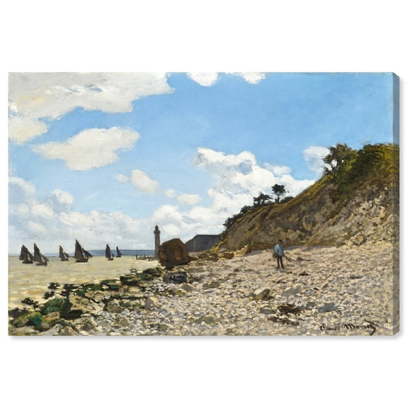 Monet-The Beach At Honfleur Classic Monet Art Prints Canvas Wall Art by Art Remedy, Gallery Wrapped, 30"x24"