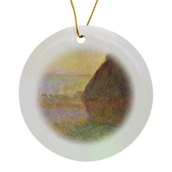 3drose, Monet - the Hay Stack, Circle Porcelain Ornament