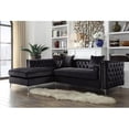 thumbnail image 1 of Monet Velvet Modern Contemporary Button Tufted Left Facing Sectional Sofa, Black, 1 of 1
