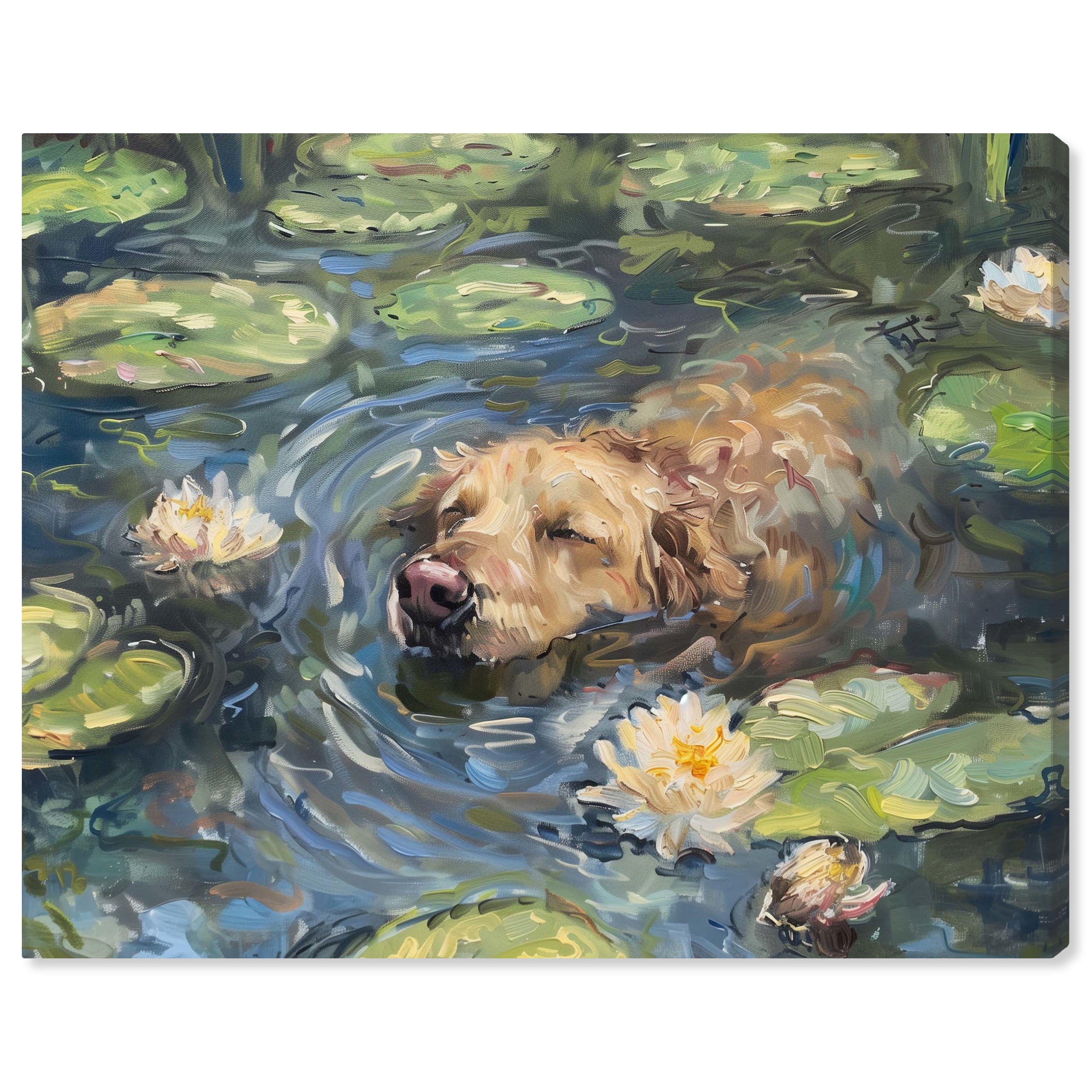 Rustic Chic Farmhouse Water Lilies Canvas Wall Art, 45" x 36"