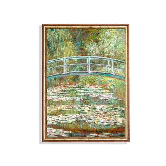 Monet Water Lilies Poster Japanese Bridge, Impressionist Garden Art Home Decor, 16x24 UNFRAMED