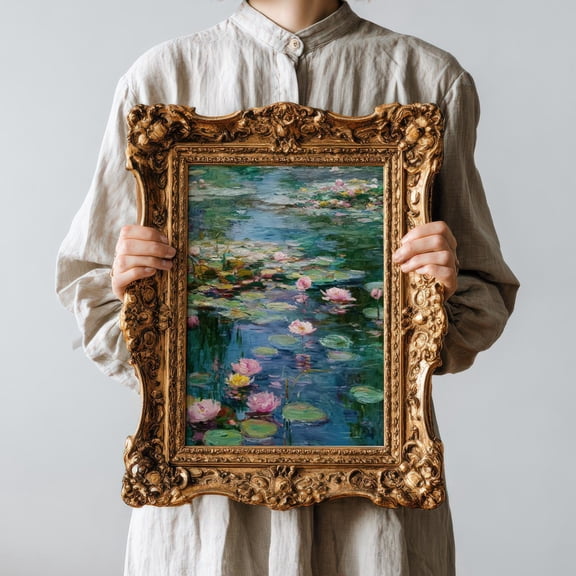 Monet Water Lilies Print Impressionist Floral Wall Art, Unframed Paper Poster 8x10in