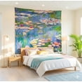 thumbnail image 1 of Monet Waterlily Wall Tapestry, Green Floral Plant Art Poster for Bedroom Girls Boys, Small Nature Flower Pond Wall Hanging, Watercolor Tapestries for Living Room Dorm Decor, 1 of 7