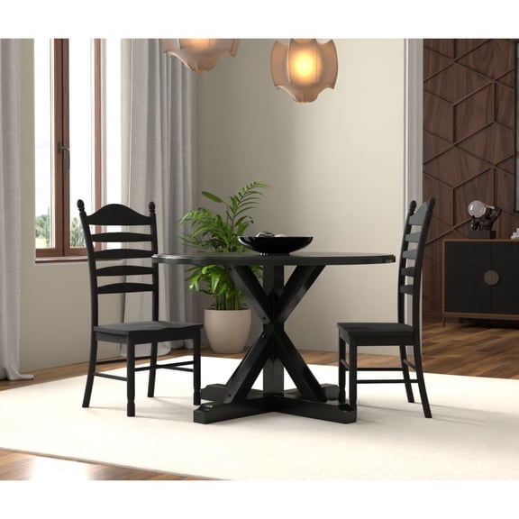 Carolina Classics Eila X Base Dining Table in Antique Black