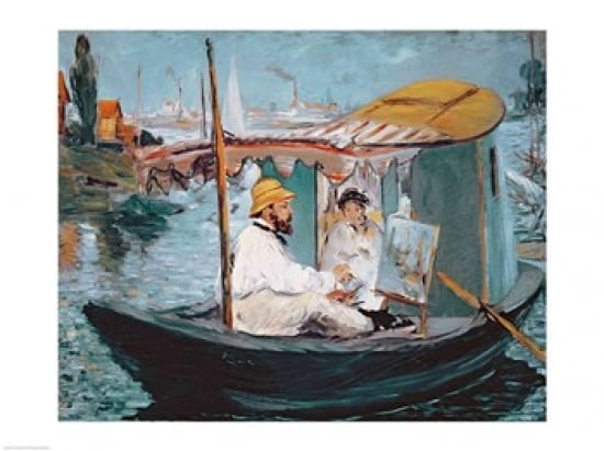 Monet in his Floating Studio 1874 Canvas Art - Edouard Manet (36 x 24)