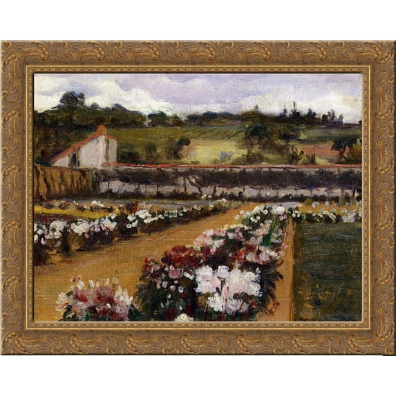 Monet's Formal Garden 24x20 Gold Ornate Wood Framed Canvas Art by Metcalf, Willard
