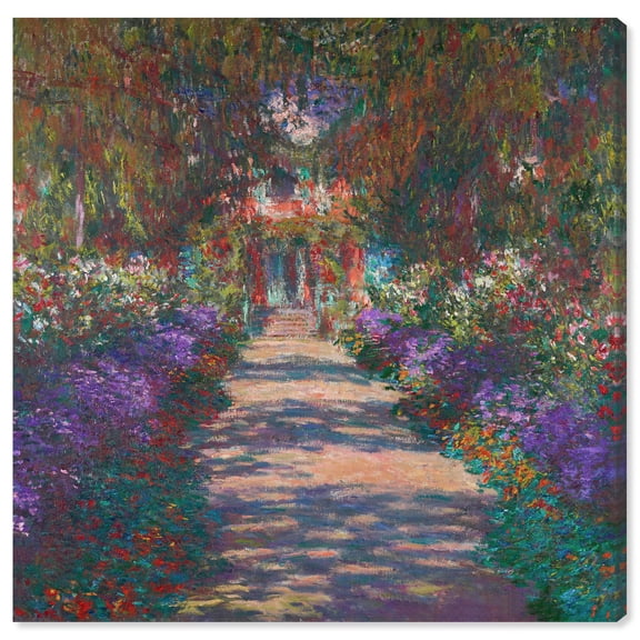 Monet's Garden Canvas Print Floral Wall Art by Art Remedy, Gallery Wrapped, 16 x 16