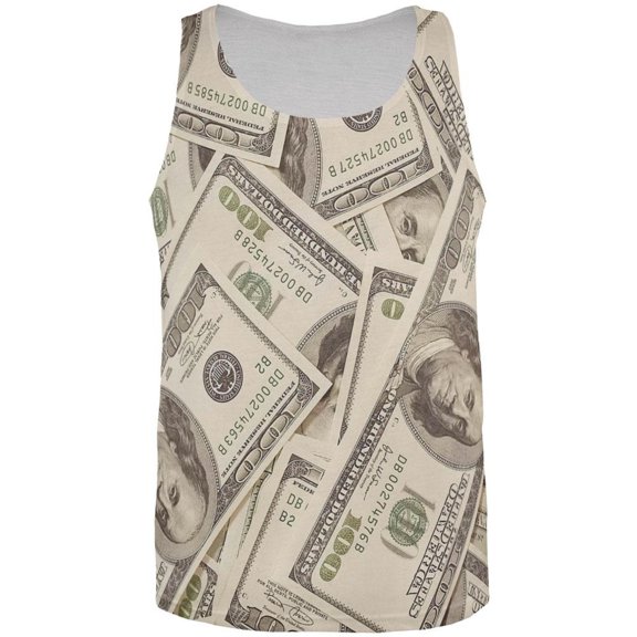 Money All Over Adult Tank Top - X-Large