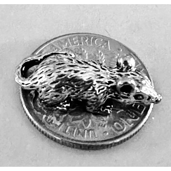 Money Amulet of Wealth Wallet Mouse on a Coin Silver 925 Tiny Purse Mouse Money 0.5"