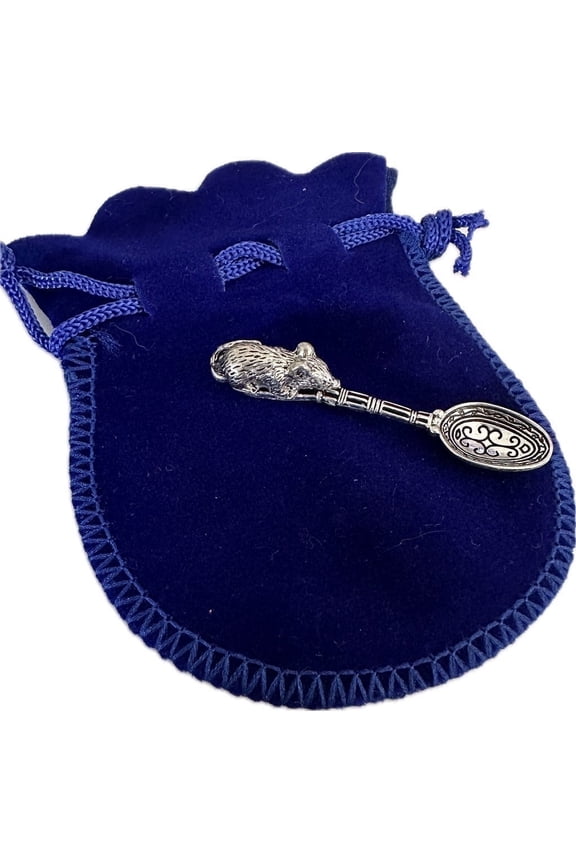 Zagrebushka Money Amulet – Silver Spoon with Mouse | Wallet Talisman for Luck & Wealth | Handcrafted 925 Sterling Silver