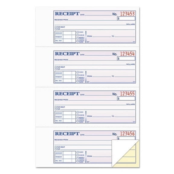 "Money And Rent Receipt Books, Two-Part Carbonless, 2.75 X 7.13, 4/page, 400 Forms | Bundle of 2 Each"