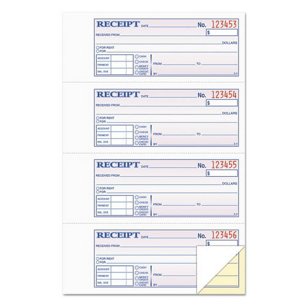 Money And Rent Receipt Books, Two-Part Carbonless, 2.75 X 7.13, 4/page, 200 Forms | Bundle of 2 Each