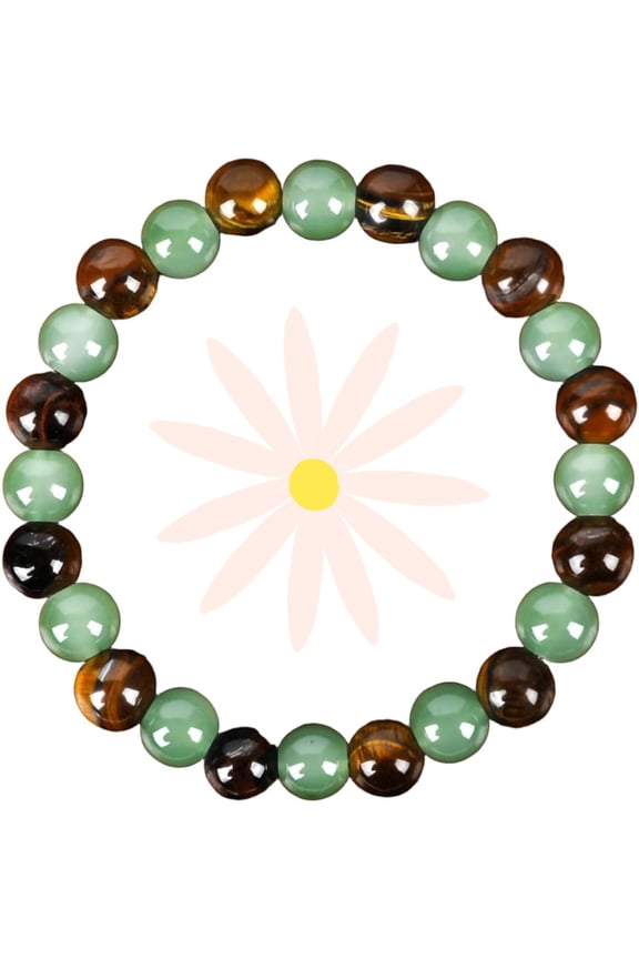 Money Attraction Bracelet with Green Aventurine and Tiger Eye, Blue Friendship Bracelet 8MM Beaded Jewelry, Healing Crystal Bracelet, Protection and Good Luck Bracelet for Women Mom