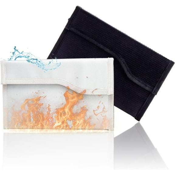 Money Bag Fireproof Document Bag 2012℉ 2 Pack 8x5" Waterproof Document Holder Organizer Fire Proof Bag for Valuables Money Jewelry A4 Legal Documents File Tablet