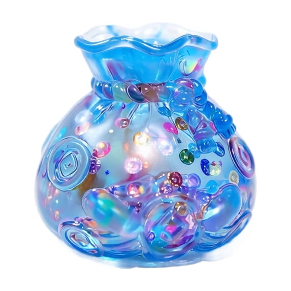 Money Bag Squishy Toy with Glitter Filled and Iridescent Design, 3 Inch, Sky Blue, for Relaxation Relief and Focus, Squeeze Toy