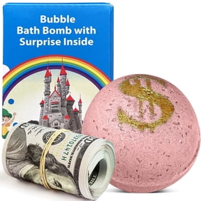 Money Bath Bomb "Rich Blossom" with Surprise Inside - from $1 to $100 Large Mystery Surprise Gift - "White Gardenia" Fragrance for Women