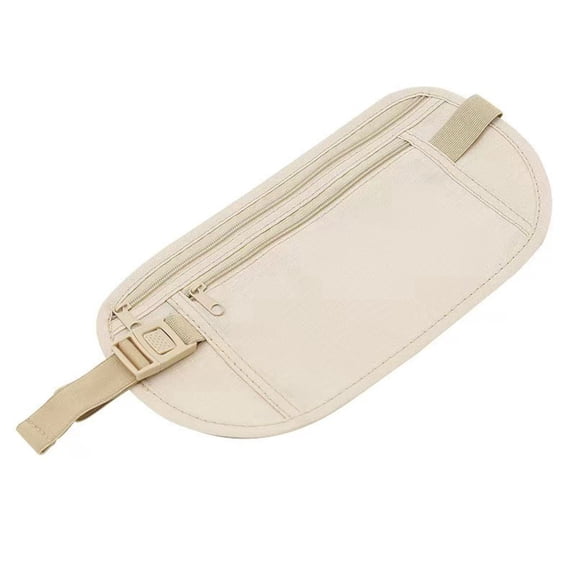 Nylon RFID Blocking Money Belt, Hidden Anti-theft Waist Fanny Pack with Adjustable Buckle, Under Clothes Travel Running Hiking Pouch for Men Women (Khaki)