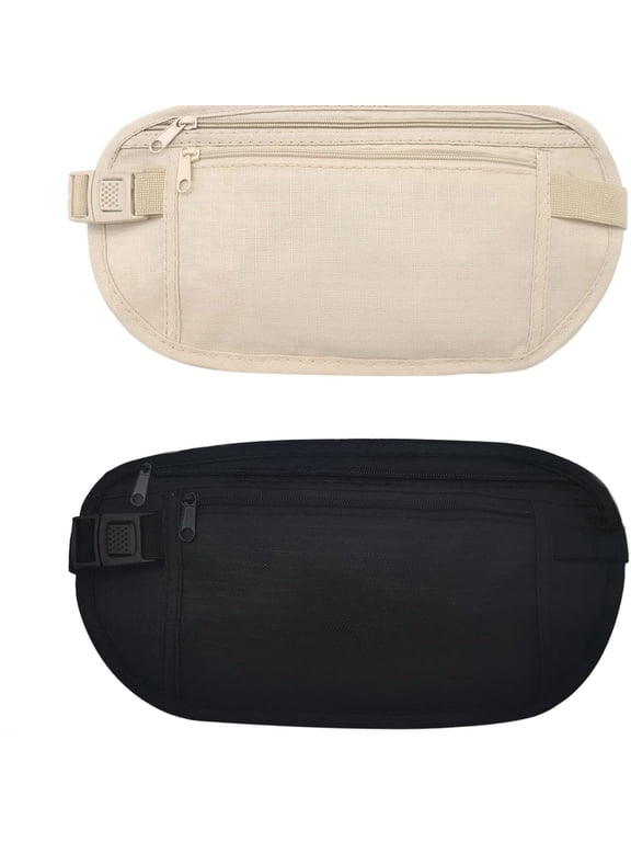 Blocking Anti-Theft Unisex Fanny Pack, Nylon, Black, 2-Pack
