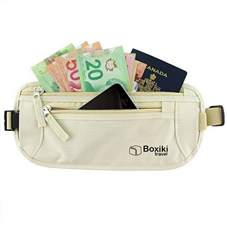 Money Belt - RFID Blocking Money Belt | Safe Waist Bag, Secure Fanny Pack  for Men and Women by Boxiki Travel. Fits Passport, Wallet, Phone and