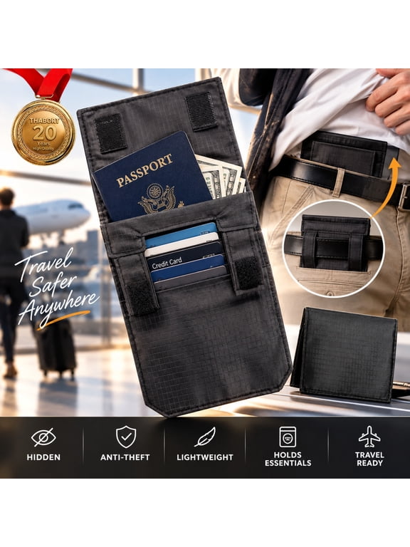 Money Belt for Travel for Men Hidden, Slim Nylon Anti-Theft Belt Wallet