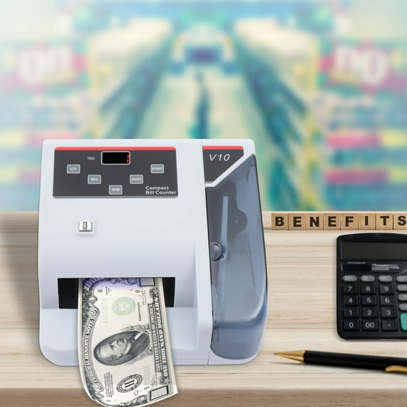Money Bill Counter Cash Counting Machine with UV/MG/WM Counterfeit Detection V10