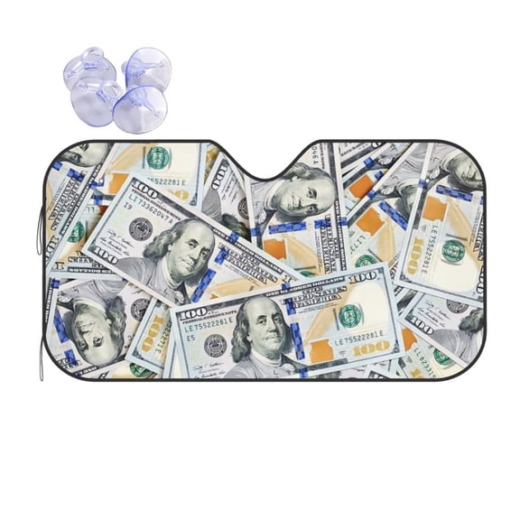 Money Bills Car Windshield Sun Shade Universal Fit Auto Sun Visor Protector