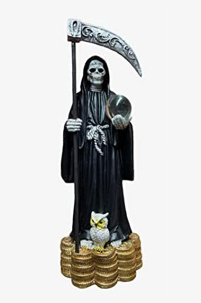 Sensenmann Statue Mit Leuchtender Kristallkugel - Gothic Deko Für Halloween