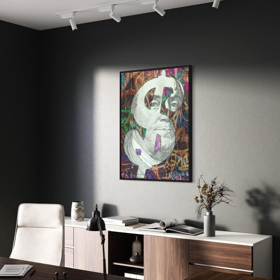 Money Boss Canvas Wall Art, 100 Dollar Bill Poster Print, Modern Office Decor, Poster Only