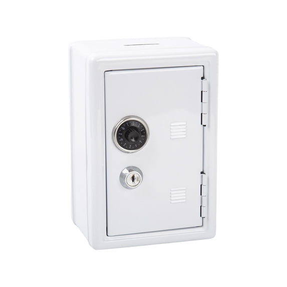 Money Box for Cash, Storage Box with Lock, Combination Lock, Kids Money Safe, Small Metal Box, desktop Saving, Youth Use, White, 1 Pc