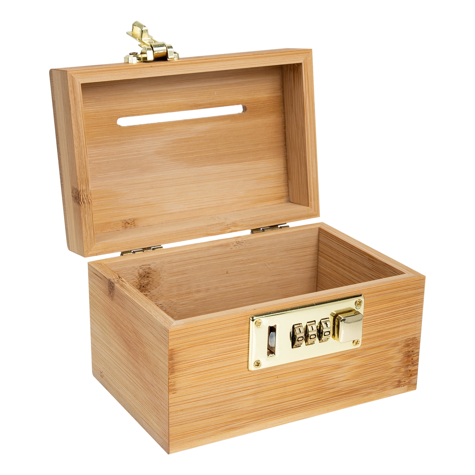 Money Box with Lock Wooden Treasure Case Coin Toy Storage Bins Pirate