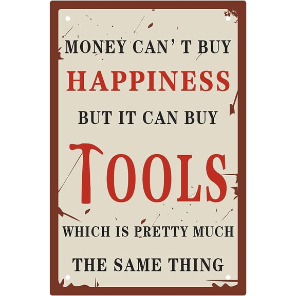Money Cant Buy Happiness Sentence Letters Metal Tin Sign Retro Metal Plate Posters Plaques with Quotes Vintage Hanging Art Decor for Home Living Room Bedroom Bar Cafe Pub 12 x 8inch Mixed Color